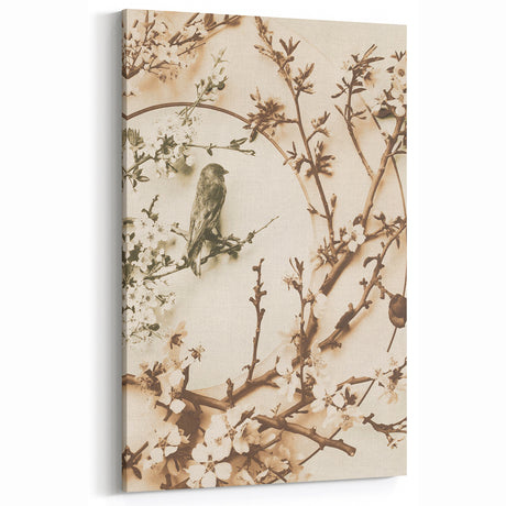 Grunge Wall Art | Vintage Bird and Floral Print | Abstract Grunge Decor