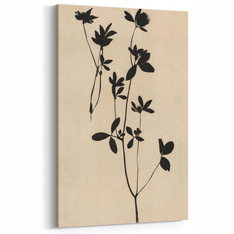 Grunge Wall Art - Vintage Plant Silhouette Grunge Canvas Print Decor