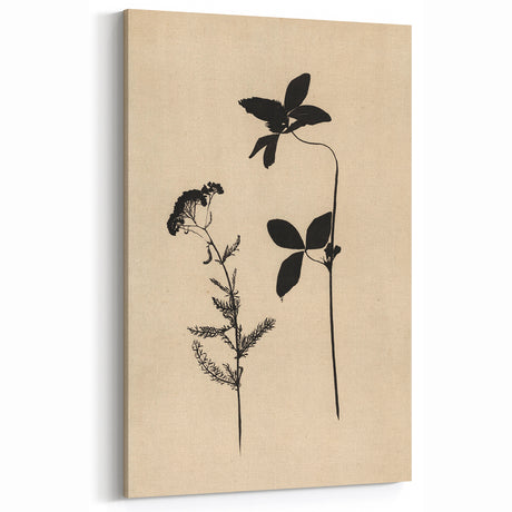 Grunge Wall Art - Botanical Silhouette Grunge Canvas Print for Decor