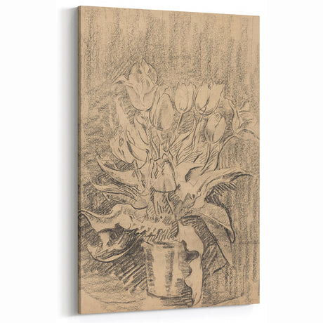 Grunge Wall Art - Vintage Floral Sketch Grunge Canvas Print for Decor