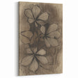 Grunge Wall Art - Floral Charcoal Sketch Grunge Canvas Print for Decor