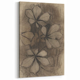 Grunge Wall Art - Floral Charcoal Sketch Grunge Canvas Print for Decor