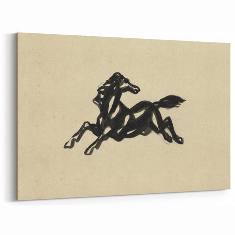 Grunge Wall Art: Abstract Horse Drawing | Vintage Grunge Canvas Print