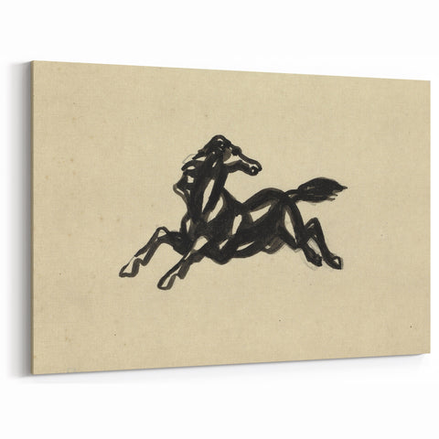 Grunge Wall Art: Abstract Horse Drawing | Vintage Grunge Canvas Print