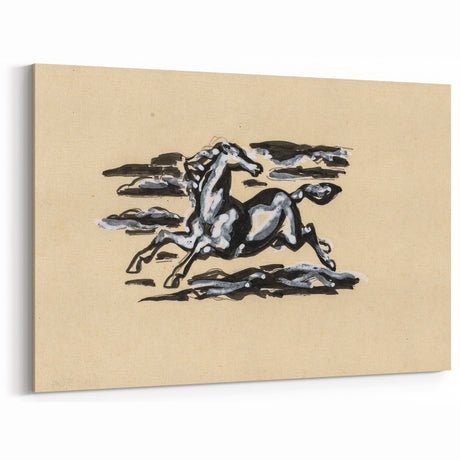 Grunge Wall Art: Running Horse Design | Vintage Grunge Canvas Print