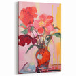 Electric Floral Wall Art with Bold Red Blooms | Vibrant Modern Decor