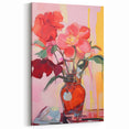 Electric Floral Wall Art with Bold Red Blooms | Vibrant Modern Decor