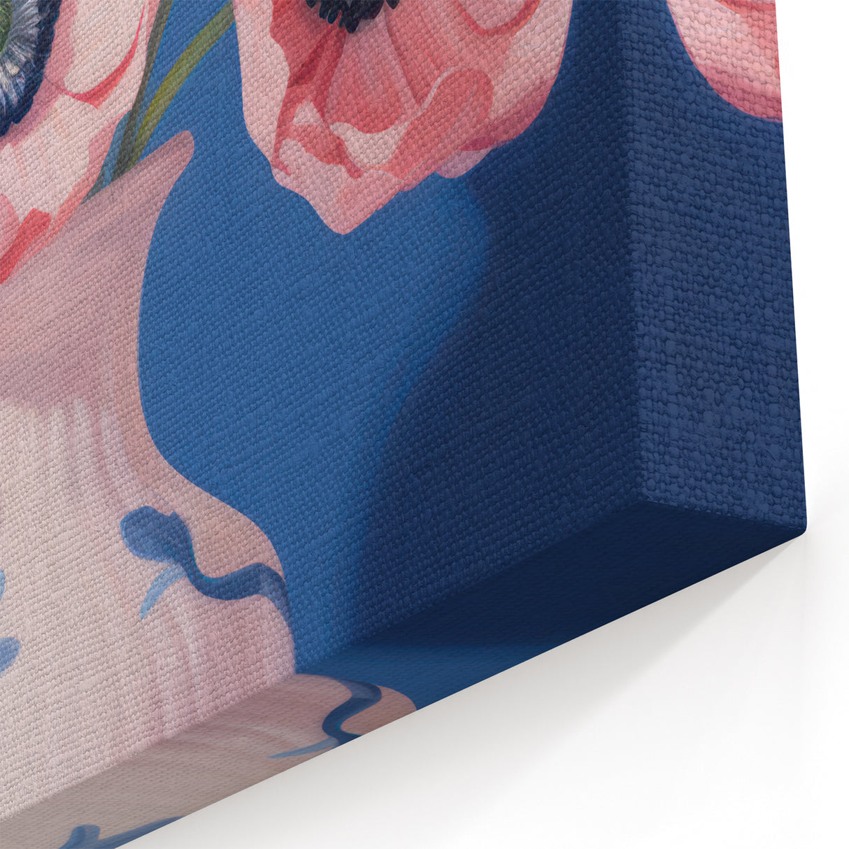 Electric Floral Art with Pink Poppies in Vase | Modern Wall Decor