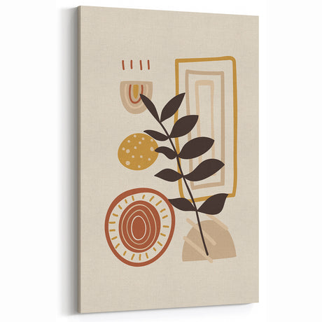 Abstract Boho Wall Art | Earthy Tone Canvas | Geometric Nature Design