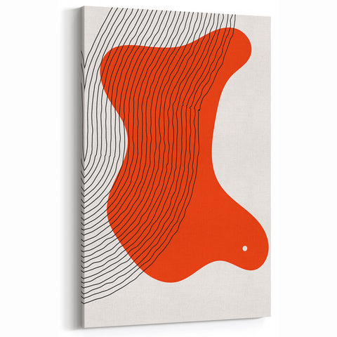 Abstract Boho Wall Art | Bold Orange Minimalist Canvas Print