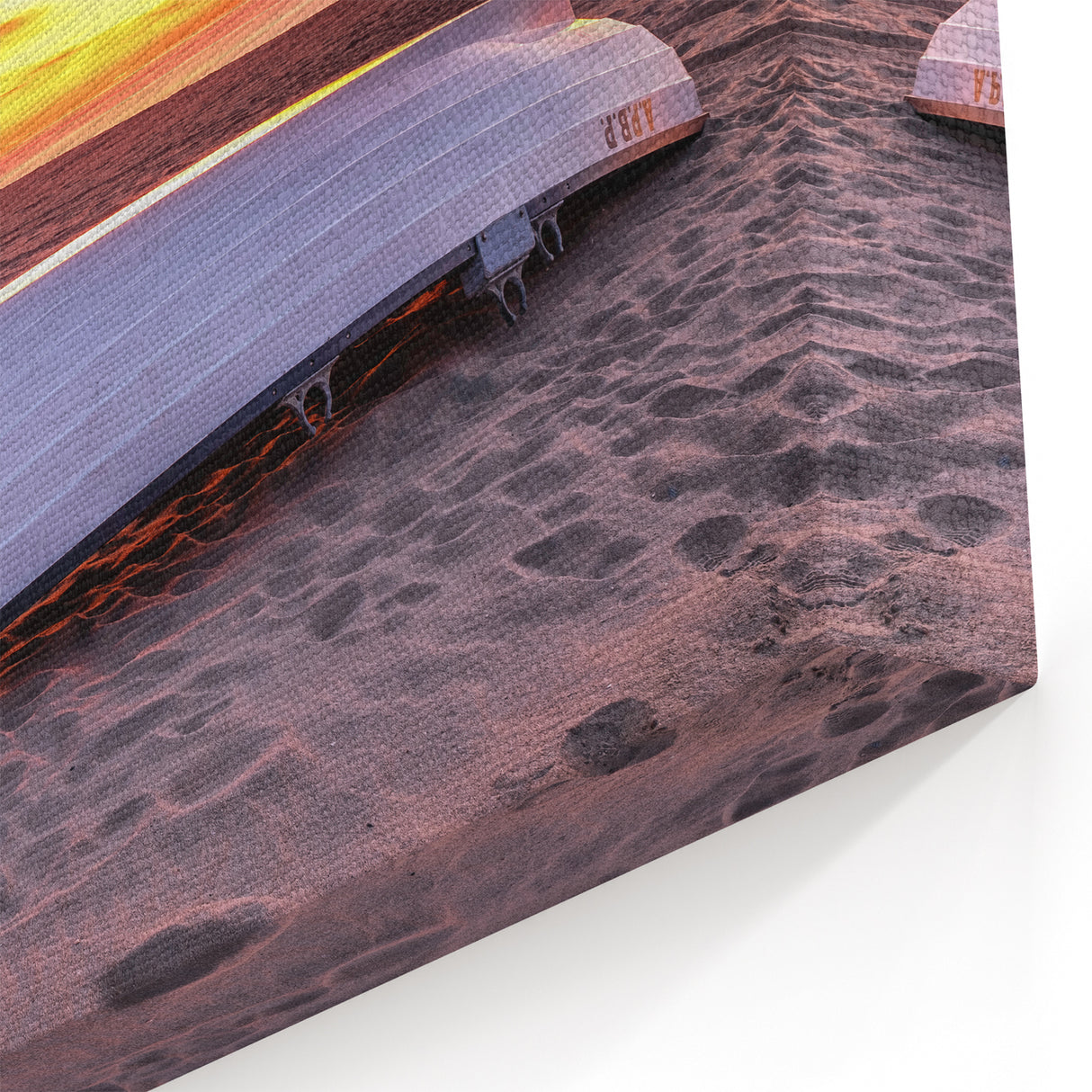 New Jersey Beach Art – Sunset Over Sand and Boat Scenic Photography