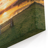 New Jersey Landscape Art – Sunset Over Lakeside with Bench Scenic Print