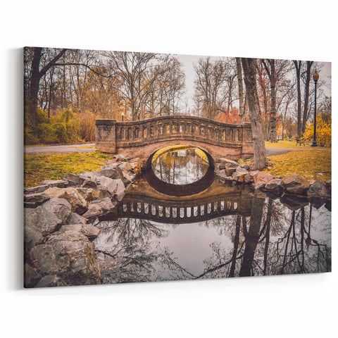 Historic New Jersey Scenes – Reflections of a Park Bridge Scenic Print