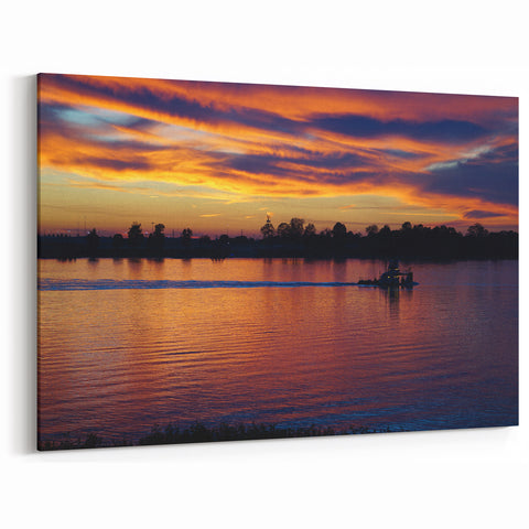 Mississippi River Art - Scenic Sunset Boat Canvas Prints
