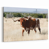 New Mexico Wall Art – Majestic Longhorn in Santa Fe Landscape Print