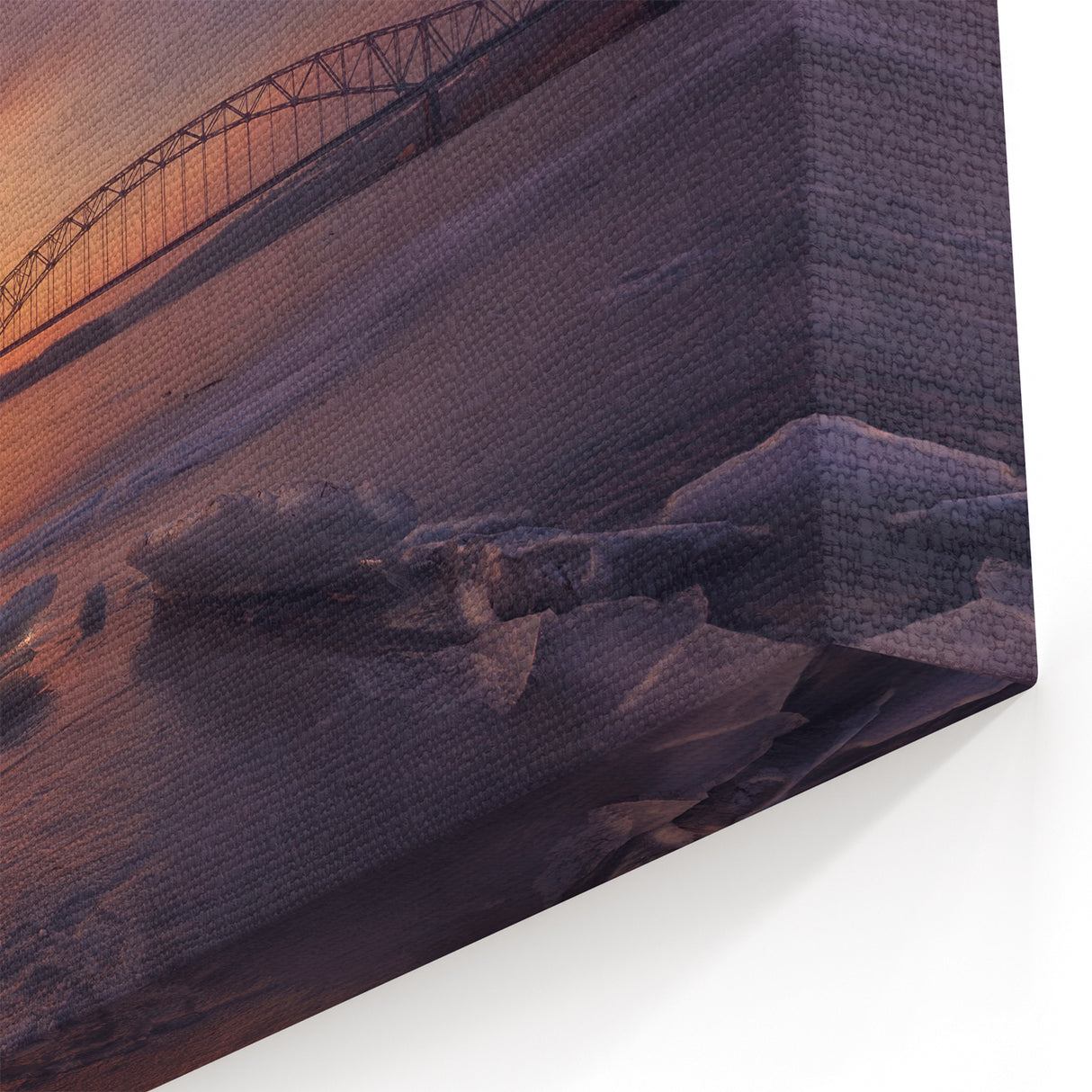 Mississippi River Art - Winter Bridge Sunset Canvas Prints