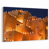 New Mexico Wall Art – Luminaria Lit Adobe Building Santa Fe Night Scene
