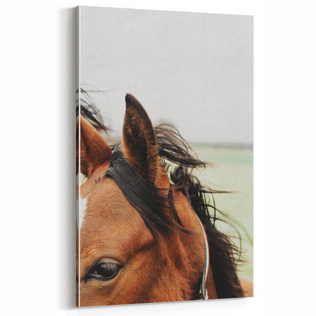 Rustic Horse Close-Up Wall Art – Farmhouse Decor with Natural Elegance
