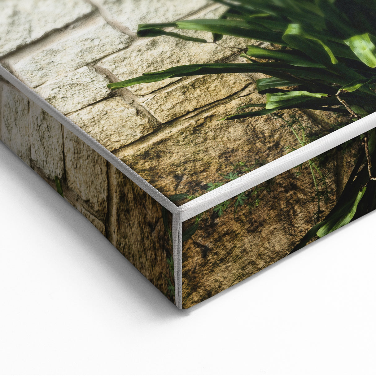Rustic Stone Wall with Greenery Wall Art – Farmhouse Decor with Natural Charm