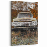 Rustic Wall Art: Vintage Abandoned Truck in Autumn Scene