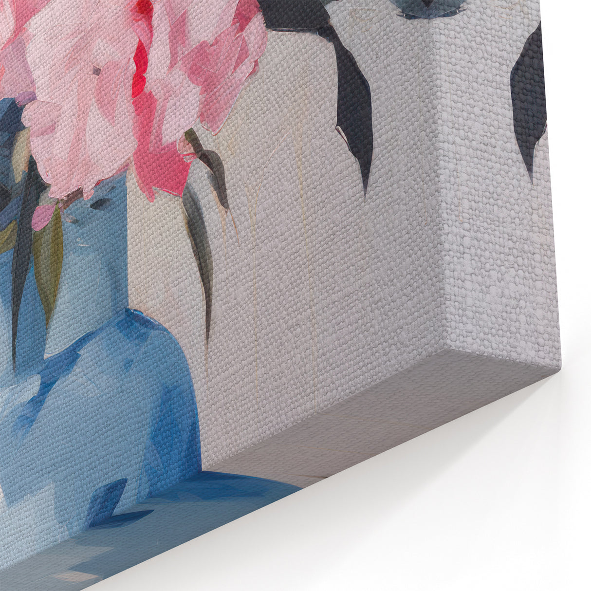 Electric Floral Art with Blue Vase and Pink Flowers | Modern Wall Decor