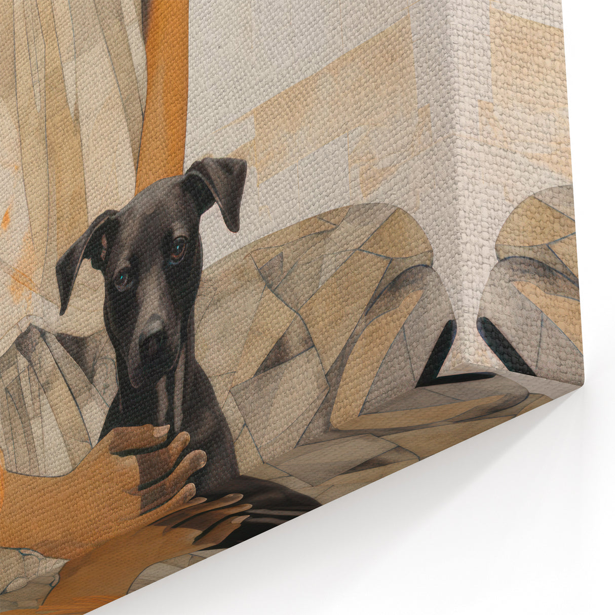 Electric Art of Woman and Dog | Modern Portrait Wall Decor