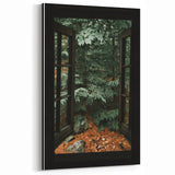 Rustic Window Forest View Wall Art - Vintage Farmhouse Nature Print