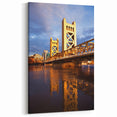 Golden Sacramento Tower Bridge – Riverfront Cityscape Wall Art