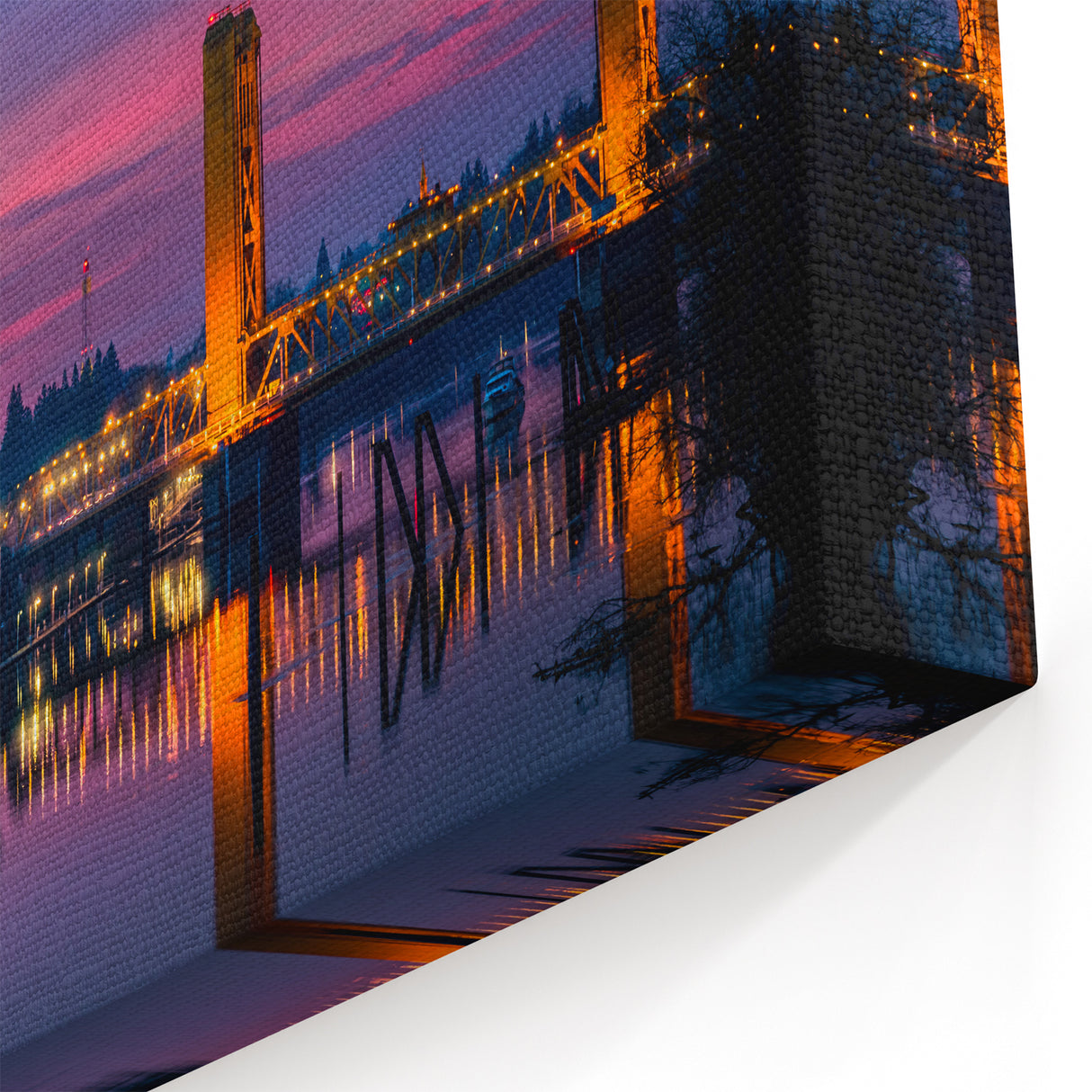 Sacramento Tower Bridge at Sunset – Riverfront Cityscape Wall Art