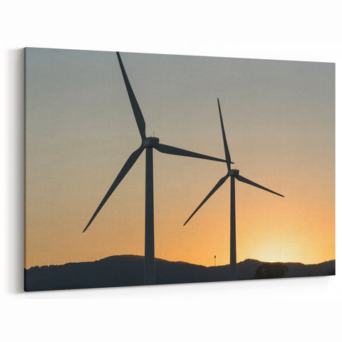 Wind Turbines at Sunset – Serene Landscape Wall Art for Modern Decor