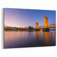 Golden Reflection of Sacramento’s Tower Bridge – Sunset Urban Art