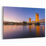 Golden Reflection of Sacramento’s Tower Bridge – Sunset Urban Art