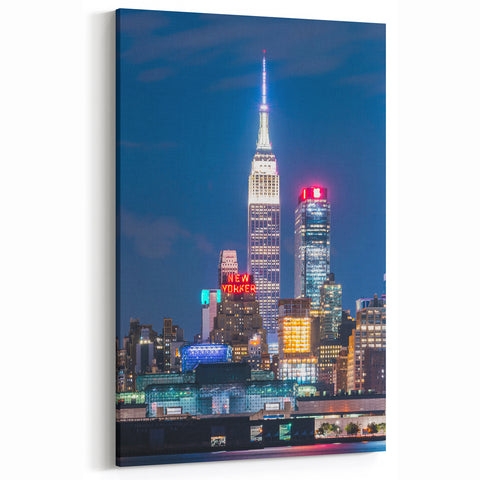 New York City Skyline Canvas - Iconic Empire State Building Night Art