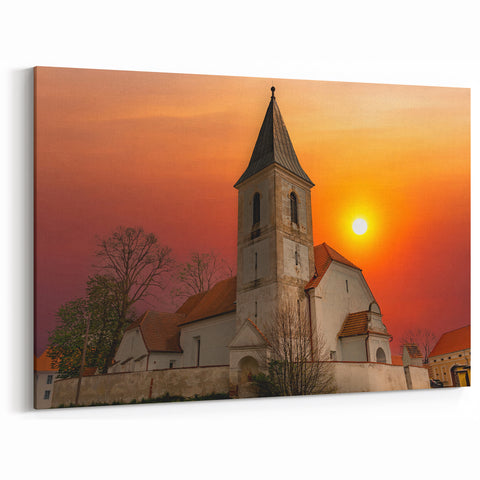 Missouri Scenic Church Wall Art - Rustic Sunset Kansas City Canvas Print