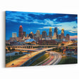Kansas City Skyline Canvas - Vibrant Night Downtown Cityscape Print