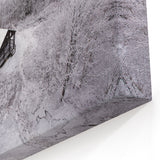 Adirondacks Wall Art – Snowy Cabin in Winter Forest with Mountain View