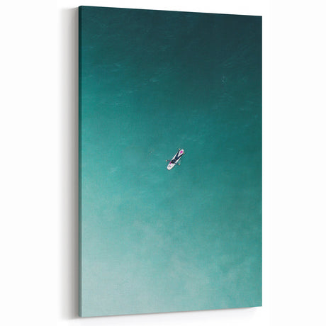 Calm Ocean Wall Art – Surfer on Tranquil Waters Coastal-Themed Print