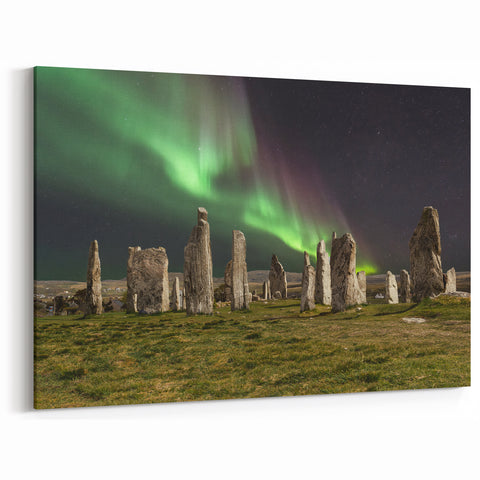 Scottish Landscape Art - Northern Lights Over Callanish Stones