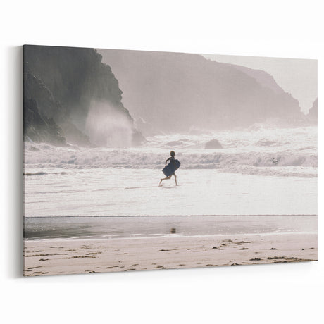 Beach Day Coastal Wall Art – Child Running by Ocean Waves Print