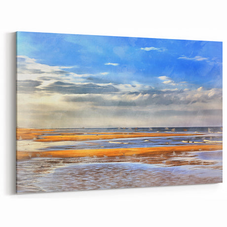 Golden Beach Coastal Wall Art – Vibrant Ocean-Themed Seaside Print