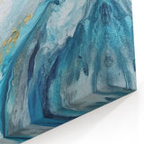 Abstract Coastal Wall Art – Ocean Blues and Gold Accents Beach Print