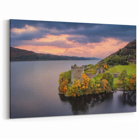 Scottish Landscape Art – Historic Castle by the Loch Wall Print