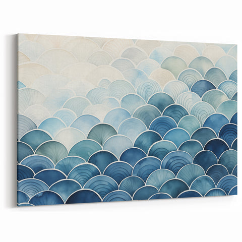 Abstract Coastal Wave Pattern Wall Art – Ocean-Themed Blue Print