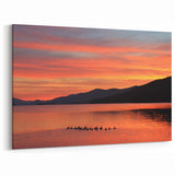 Adirondacks Wall Art – Scenic Sunset Over Lake with Ducks and Mountains