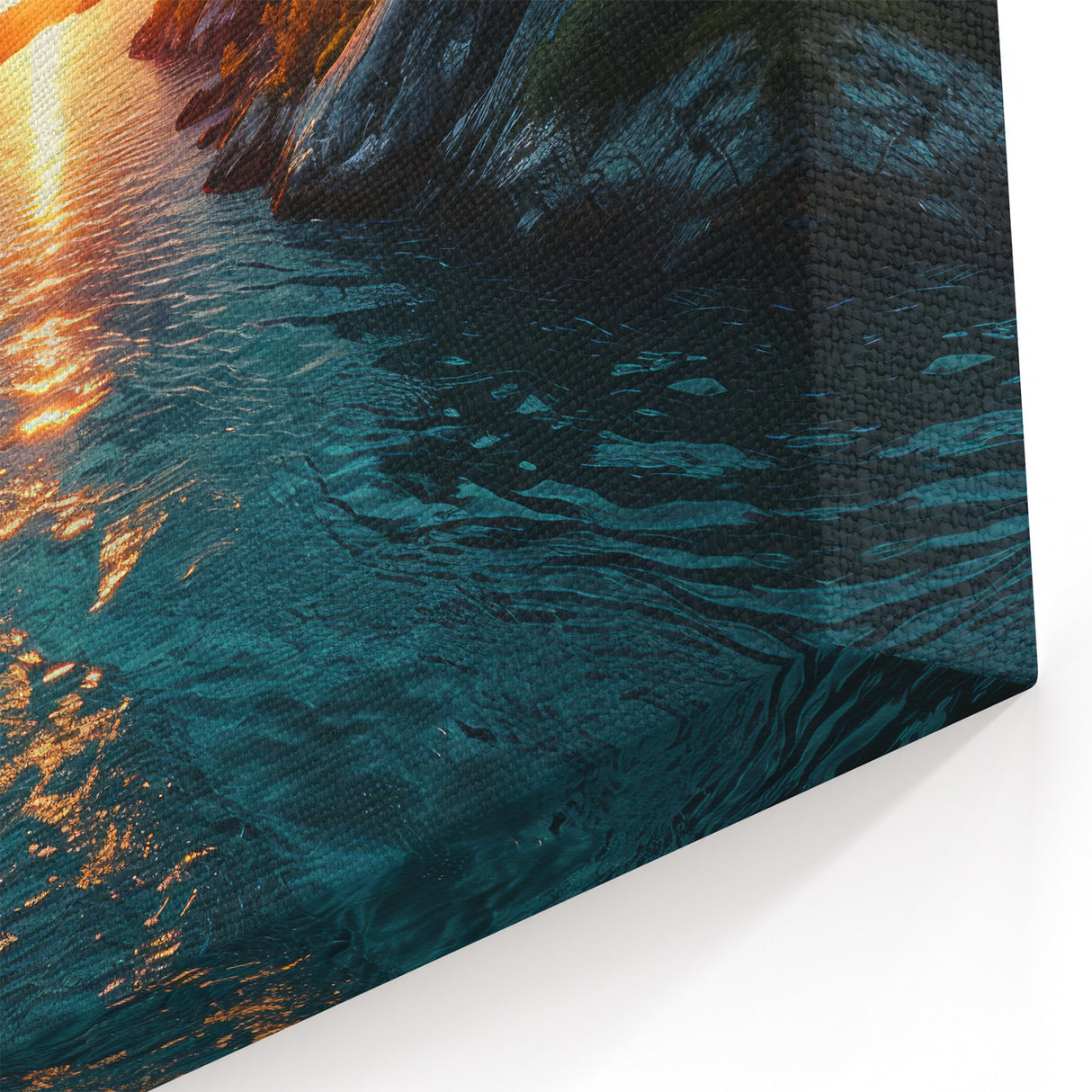 Sunset River Valley Wall Art – Vibrant Coastal Landscape Nature Print
