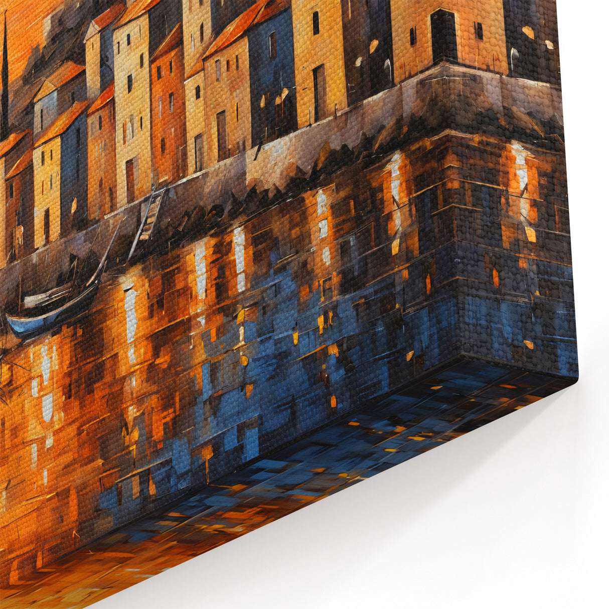 Sunset Coastal Town Wall Art – Vibrant Mediterranean Seaside Print