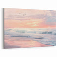 Coastal Wall Art: Pastel Sunset Ocean Waves Beach-Themed Print