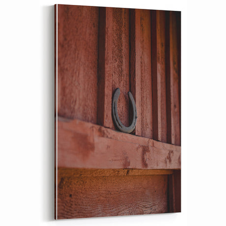 Rustic Wall Art - Horseshoe on Wooden Barn Wall, Farmhouse Decor Print