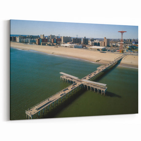 Aerial Coney Island Pier View - New York Beach Scenic Photography Art