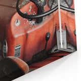 Rustic Wall Art - Vintage Red Tractor in Barn for Farmhouse Charm